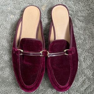 Velvet burgundy loafers